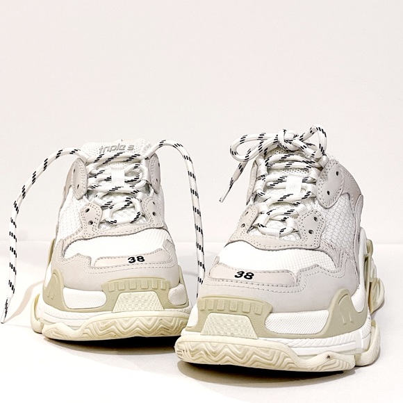 Balenciaga Triple S White Sneakers Size 38 Size 8 - Picture 1 of 11